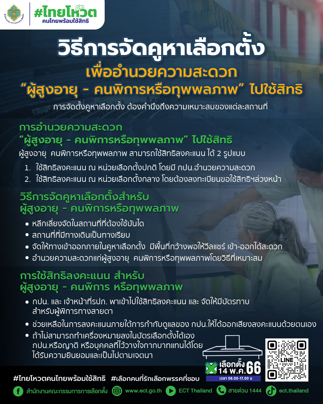 เลือกตั้ง 2566 : ผู้สูงอายุเลือกตั้งอย่างไร คนพิการหรือทุพพลภาพเลือกตั้งได้ไหม เลือกตั้ง 2566 : ผู้สูงอายุเลือกตั้งอย่างไร คนพิการหรือทุพพลภาพเลือกตั้งได้ไหม
