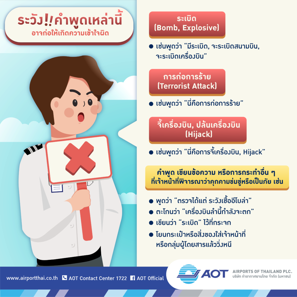 เปิดคำสำคัญ! ห้ามพูด-ไม่ควรพูด ในสนามบิน เสี่ยงคุก 15 ปี ปรับ 6 แสน 