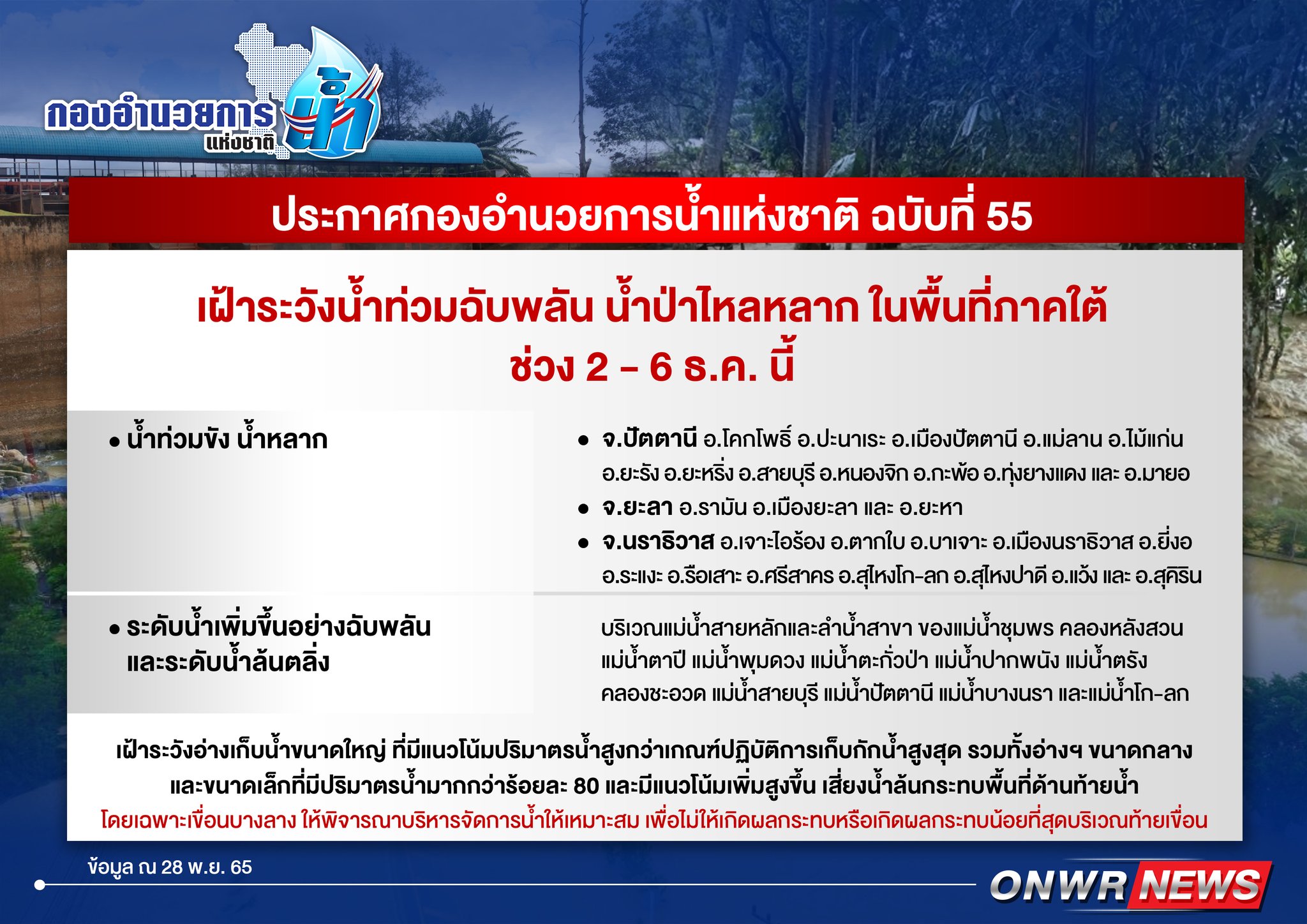 เช็กจังหวัดภาคใต้ “เสี่ยงน้ำท่วม-น้ำหลาก” วันที่ 2-6 ธ.ค. มีพื้นที่ไหนบ้าง เช็กจังหวัดภาคใต้ “เสี่ยงน้ำท่วม-น้ำหลาก” วันที่ 2-6 ธ.ค. มีพื้นที่ไหนบ้าง