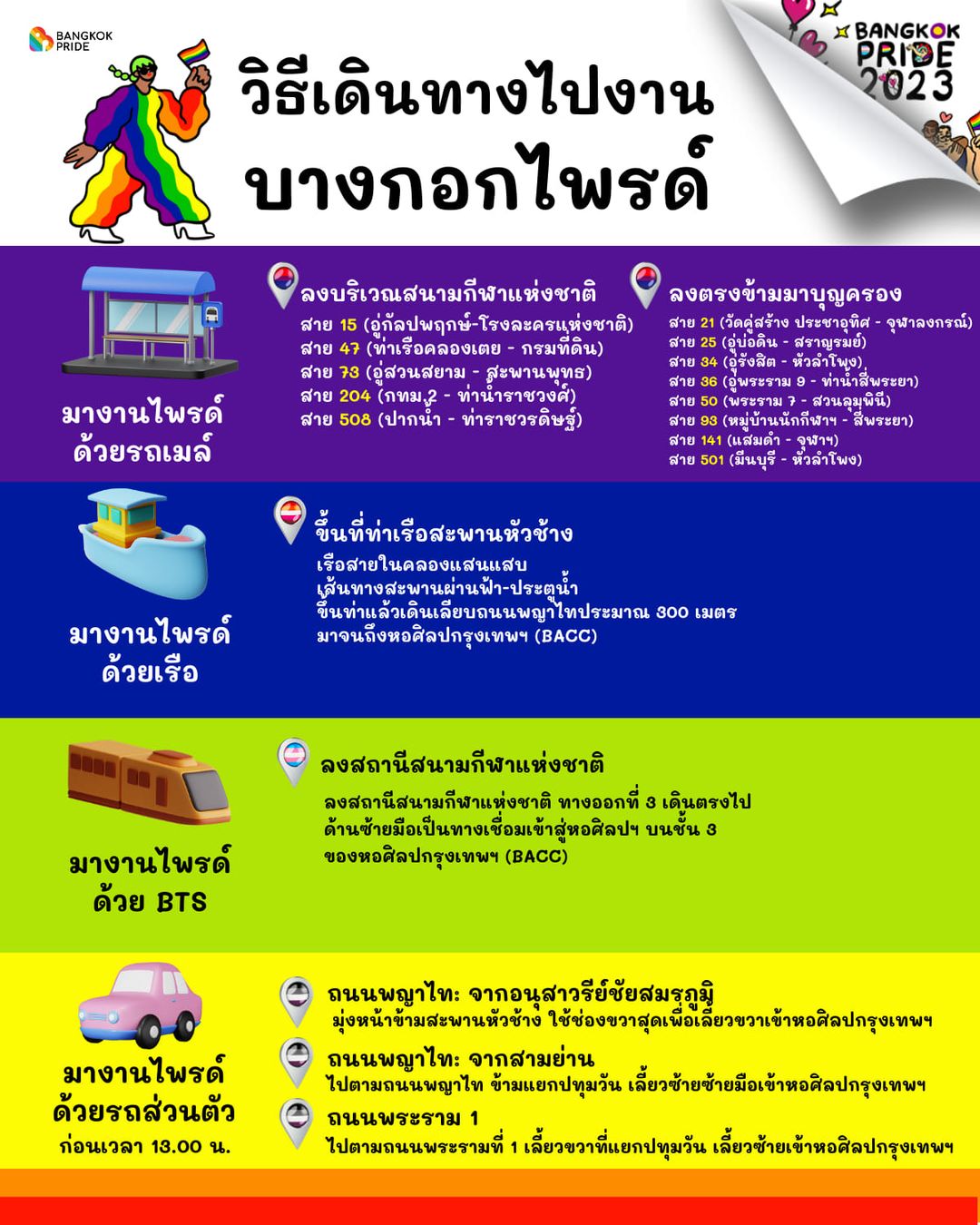 Pride Month 2023 แนะวิธีเดินทางไปงาน บางกอก ไพรด์ Pride Month 2023 แนะวิธีเดินทางไปงาน บางกอก ไพรด์