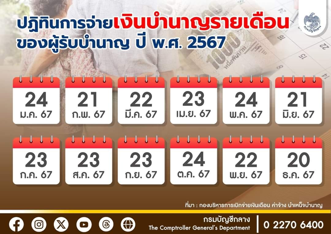 เงินเดือนข้าราชการ 2567 กรมบัญชีกลาง อัปเดตล่าสุด เช็กเลยจ่ายวันไหนบ้าง? เงินเดือนข้าราชการ 2567 กรมบัญชีกลาง อัปเดตล่าสุด เช็กเลยจ่ายวันไหนบ้าง?