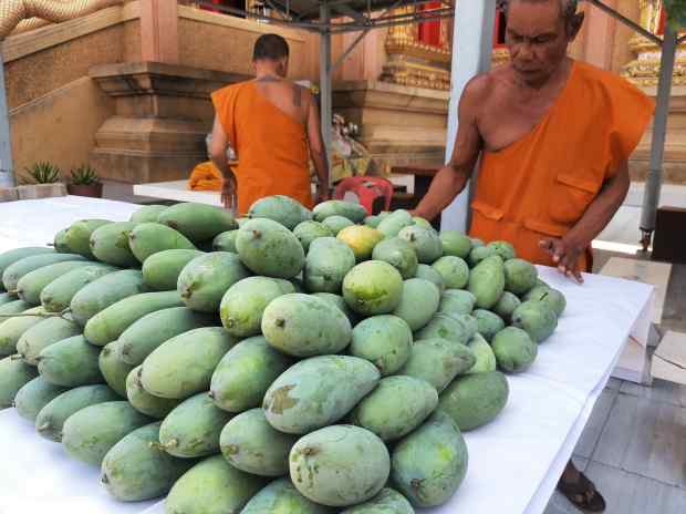 พระวางตาลปัตร นั่งขายมะม่วง หาค่าน้ำ-ค่าไฟ พระวางตาลปัตร นั่งขายมะม่วง หาค่าน้ำ-ค่าไฟ