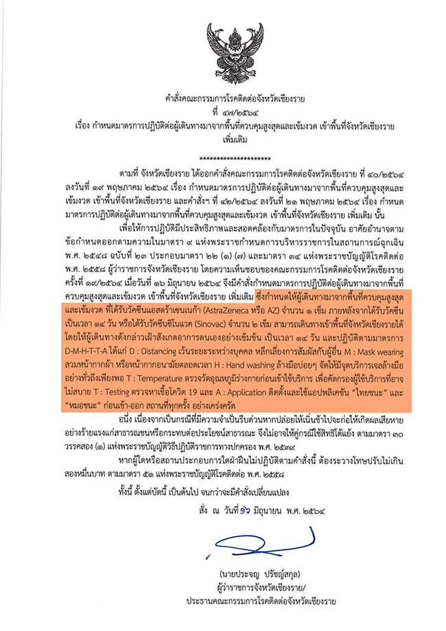 ด่วน เชียงรายไฟเขียว 4 จังหวัดฉีด วัคซีน โควิด-19 1 - 2 เข็มแล้วเข้าพื้นที่ได้ ด่วน เชียงรายไฟเขียว 4 จังหวัดฉีด วัคซีน โควิด-19 1 - 2 เข็มแล้วเข้าพื้นที่ได้
