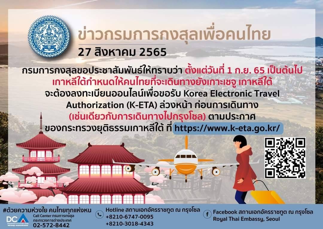 เกาหลีใต้เข้ม! 1 ก.ย.นี้ คนไทยเดินทางไปเกาะเชจู ต้องลงทะเบียน K-ETA ล่วงหน้า เกาหลีใต้เข้ม! 1 ก.ย.นี้ คนไทยเดินทางไปเกาะเชจู ต้องลงทะเบียน K-ETA ล่วงหน้า