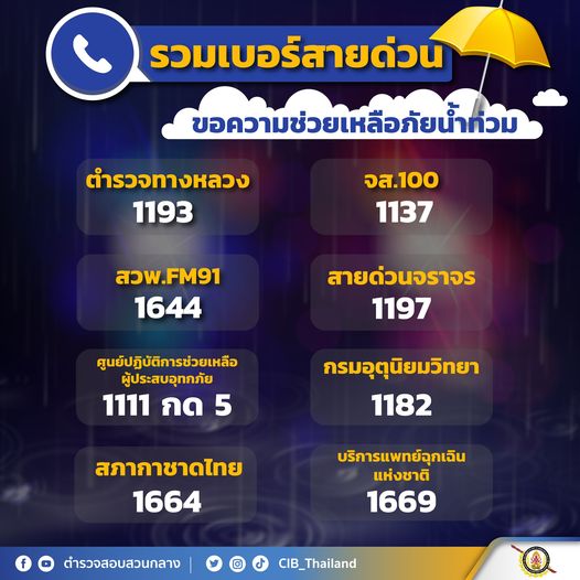 เซฟไว้เลย! รวมเบอร์โทรสายด่วน ขอความช่วยเหลือเรื่องน้ำท่วม