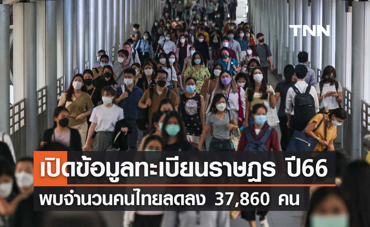 เปิดข้อมูลทะเบียนราษฎร สิ้นปี 66 พบจำนวนคนไทยลดลงจากปีก่อน 37,860 คน