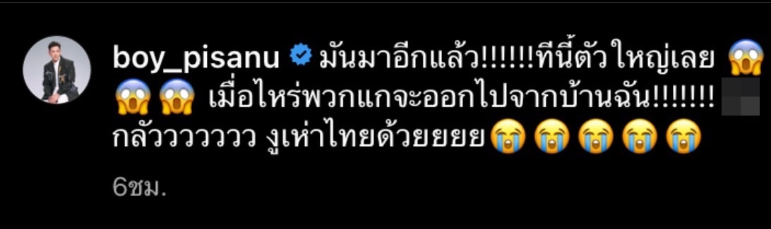 บอย พิษณุ โพสต์คลิปหลอน งูเข้าบ้าน 2 ตัวซ้อน ล่าสุดกู้ภัยเข้ามาจัดการแล้ว