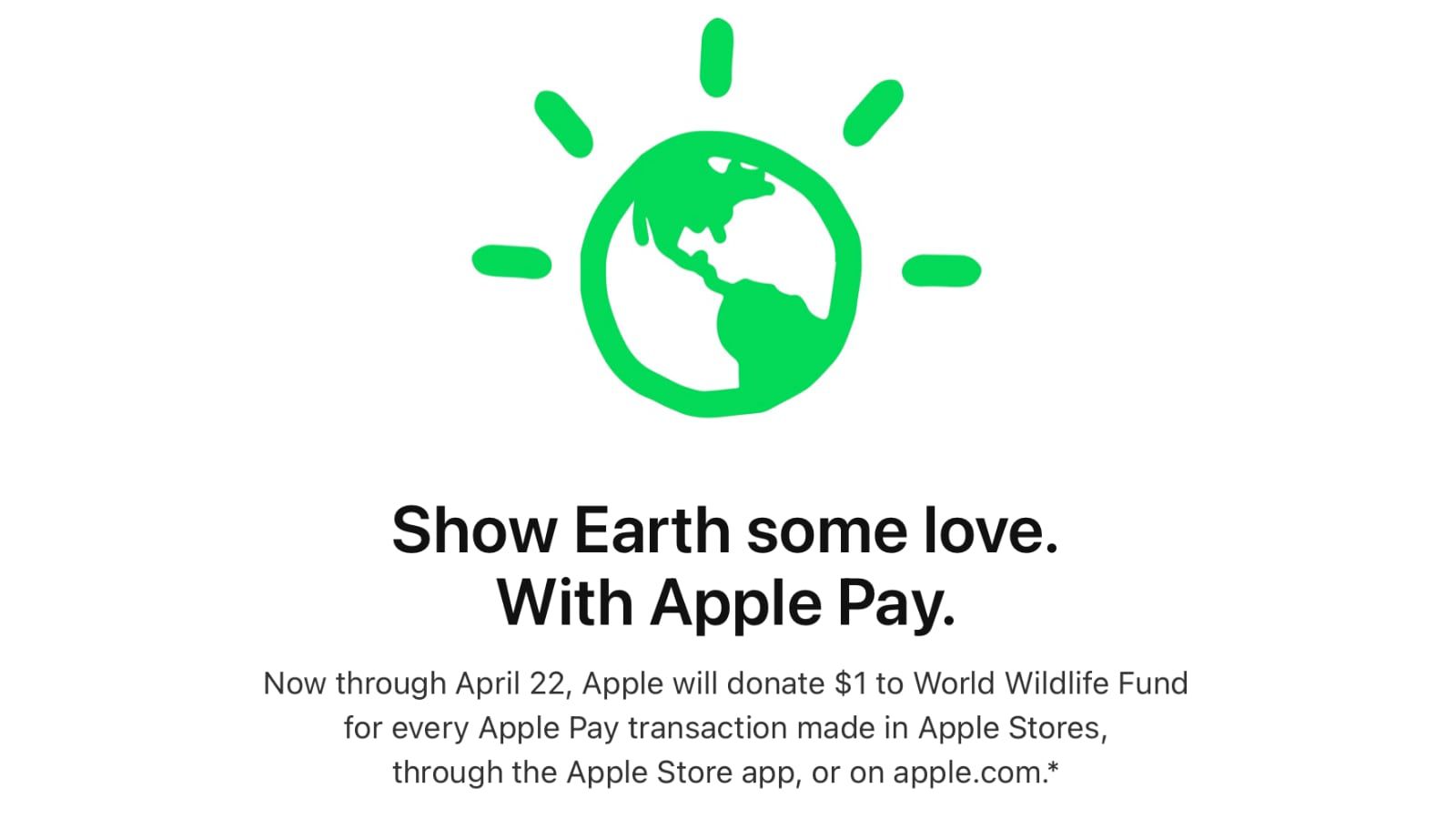 Apple ฉลอง Earth Day บริจาค 1 ดอลลาร์จากทุกยอด Apple Pay ช่วยโลก! Apple ฉลอง Earth Day บริจาค 1 ดอลลาร์จากทุกยอด Apple Pay ช่วยโลก!