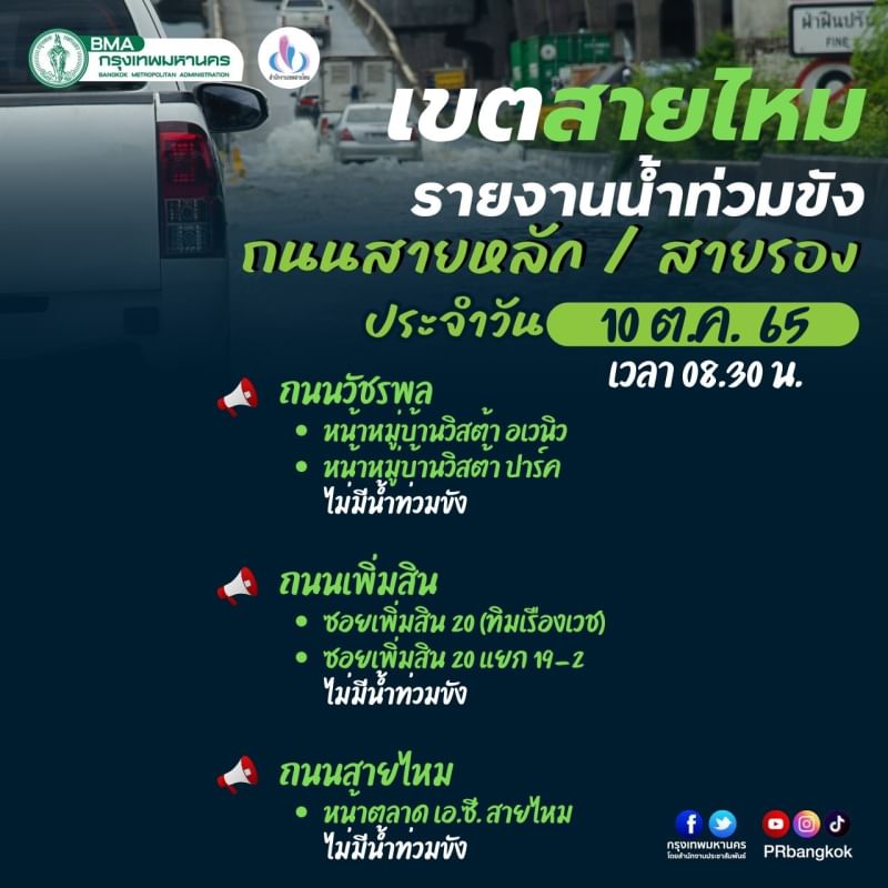 ตรวจสอบเส้นทางน้ำท่วมวันนี้ 2565 กทม.บางจุดยังมีน้ำขังเช็กเลยที่นี่