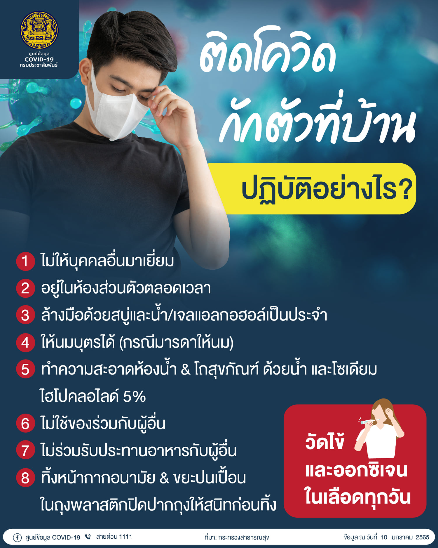เปิดข้อมูลหากพบติดเชื้อโควิดแล้วต้องกักตัวที่บ้าน ต้องปฏิบัติอย่างไร? เปิดข้อมูลหากพบติดเชื้อโควิดแล้วต้องกักตัวที่บ้าน ต้องปฏิบัติอย่างไร?