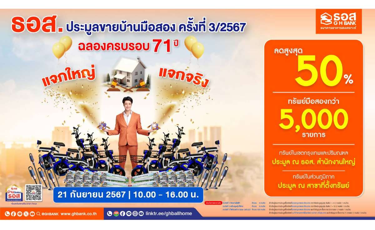 ฉลองครบรอบ 71 ปี ธอส. ประมูลขายบ้านมือสอง กว่า 5,000 รายการ ฉลองครบรอบ 71 ปี ธอส. ประมูลขายบ้านมือสอง กว่า 5,000 รายการ