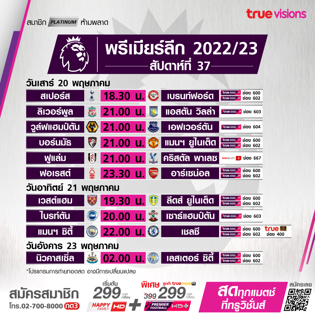 โปรแกรมพรีเมียร์ลีก