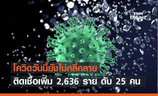 โควิดวันนี้ยังไม่คลี่คลายติดเชื้อเพิ่มอีก 2,636 ราย เสียชีวิต 25 คน โควิดวันนี้ยังไม่คลี่คลายติดเชื้อเพิ่มอีก 2,636 ราย เสียชีวิต 25 คน