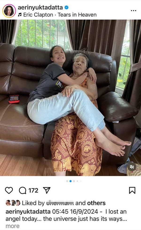 เเอริน ยุกตะทัต เศร้า!สูญเสียคุณยายที่รักในวัย94ปี เสียดายไม่ทันได้เจอเหลน เเอริน ยุกตะทัต เศร้า!สูญเสียคุณยายที่รักในวัย94ปี เสียดายไม่ทันได้เจอเหลน