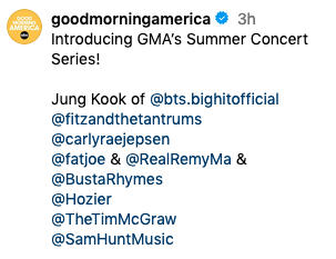 'จองกุก BTS'!! พาเพลงเดี่ยวเปิดตัวบนเวที GMA’s Summer Concert Series 'จองกุก BTS'!! พาเพลงเดี่ยวเปิดตัวบนเวที GMA’s Summer Concert Series