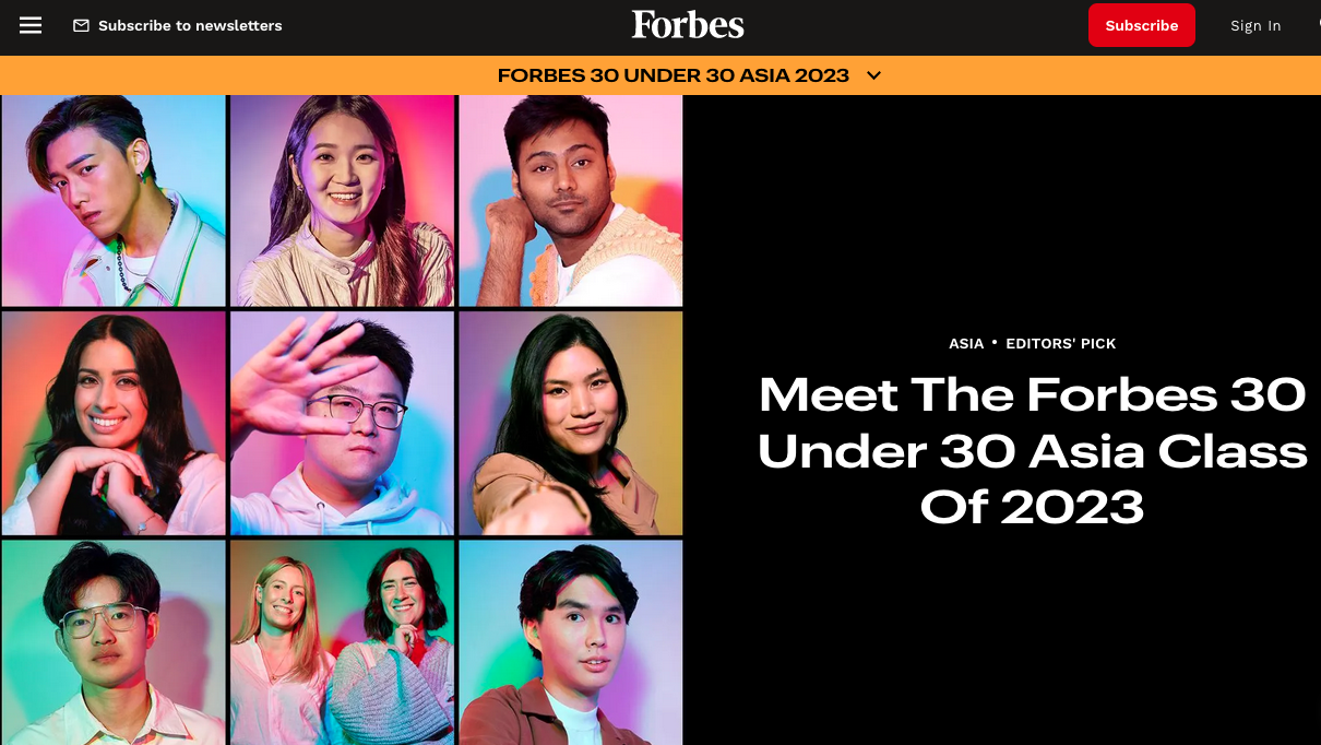 คนไทยหนึ่งเดียว!! ‘วิน เมธวิน’ ติดโผดาวรุ่งเอเชีย Forbes 30 Under 30 Asia 2023 คนไทยหนึ่งเดียว!! ‘วิน เมธวิน’ ติดโผดาวรุ่งเอเชีย Forbes 30 Under 30 Asia 2023