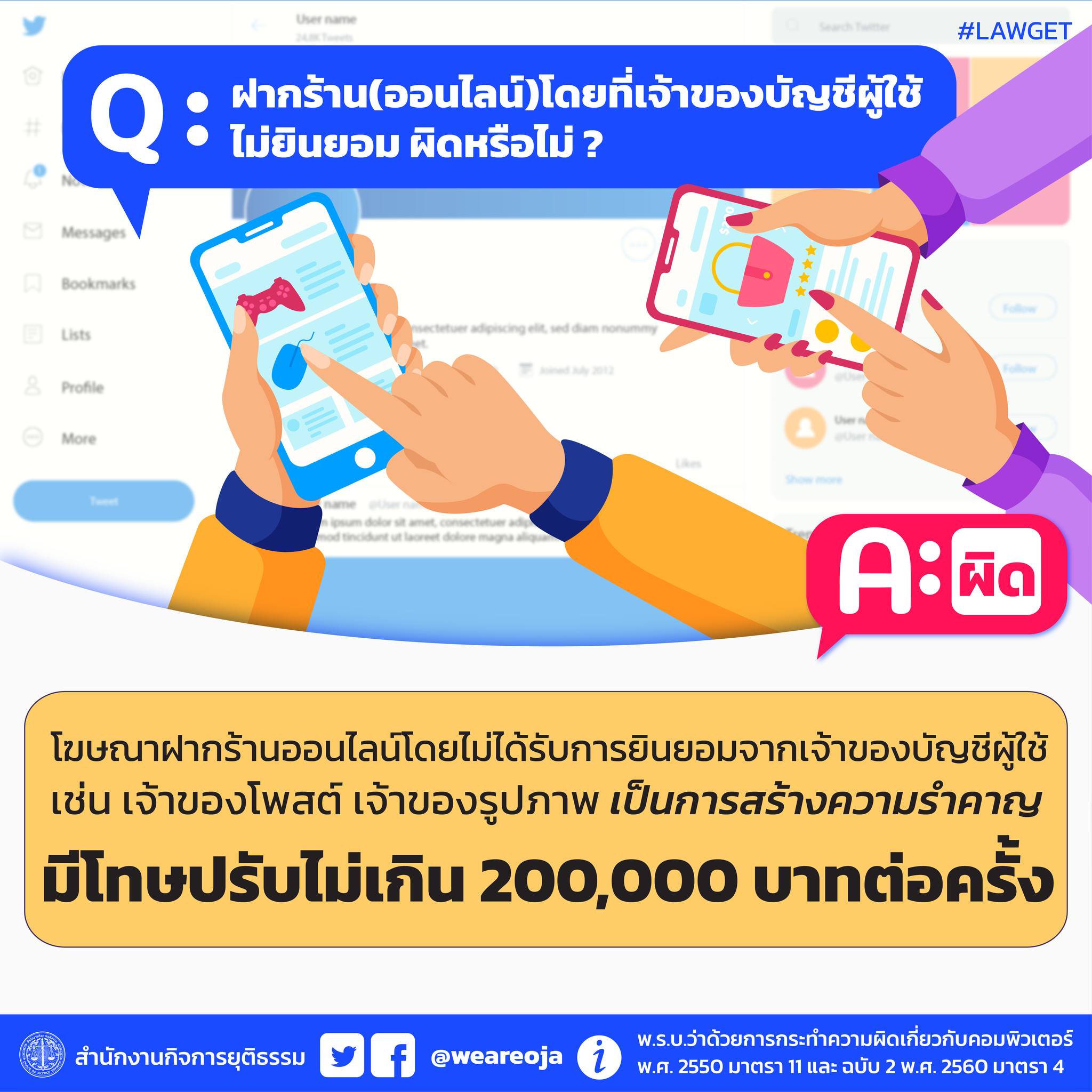 รู้หรือไม่? ฝากร้าน ในโพสต์โซเชียลมีเดียของผู้อื่นโดยไม่ยินยอม ผิดกฎหมาย