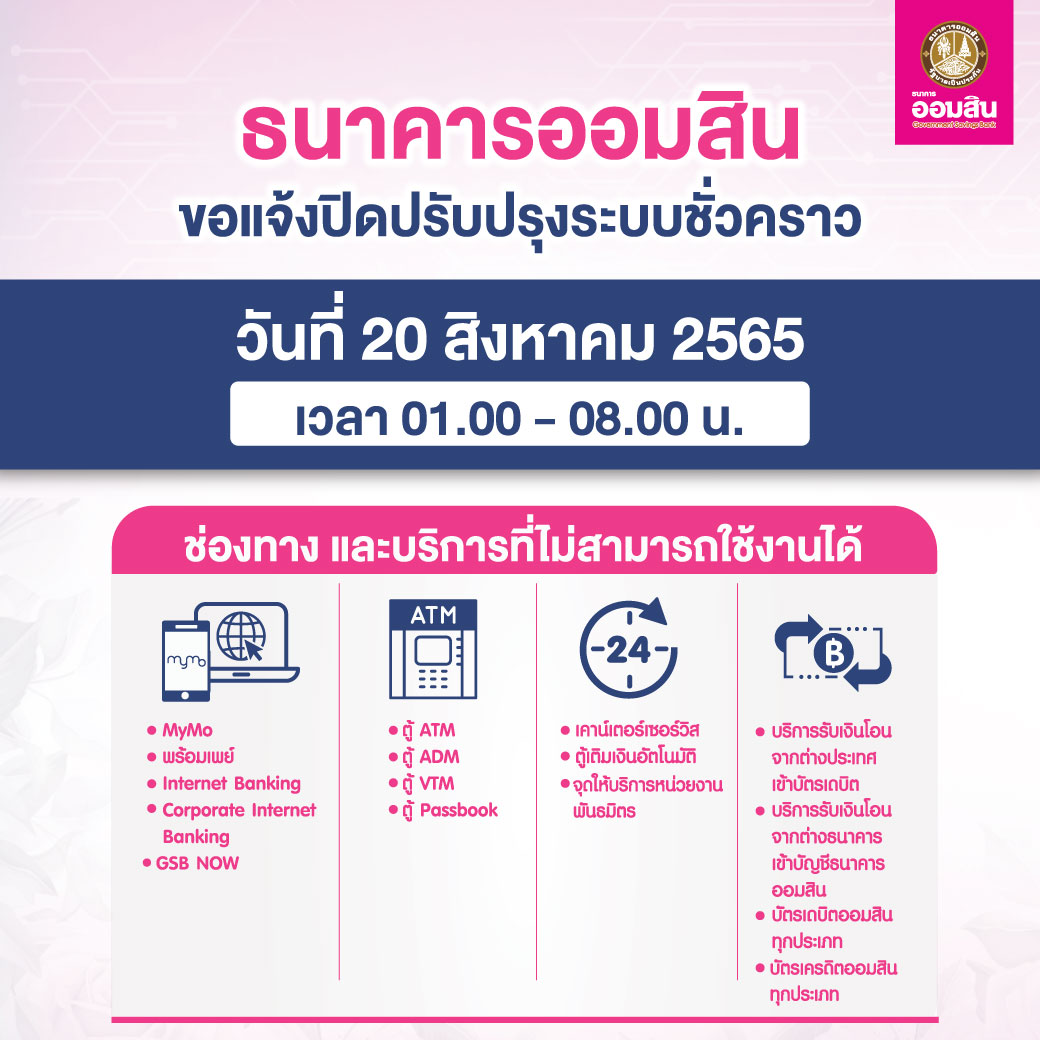 ธนาคาร 3 แห่ง แจ้งปิดปรับปรุงระบบชั่วคราว เช็กวัน-เวลาได้ที่นี่!
