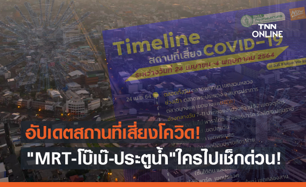 กทม.อัปเดตสถานที่เสี่ยงโควิด "MRT-ตลาดโบ๊เบ๊-ประตูน้ำ" ใครไปเช็กด่วน!
