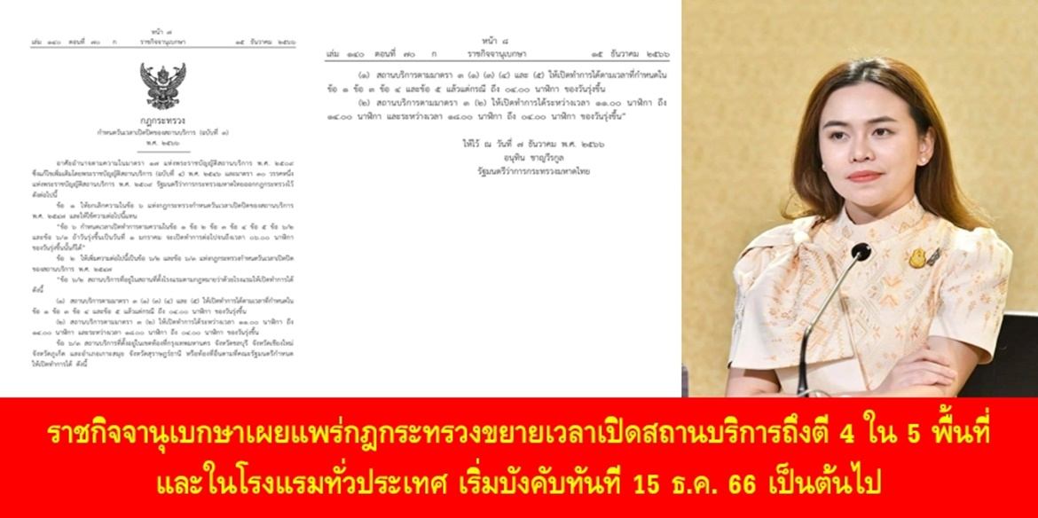 ราชกิจจาฯ ประกาศขยายเปิด ผับ ถึงตี 4 ใน 5 จังหวัด มีผลทันที ราชกิจจาฯ ประกาศขยายเปิด ผับ ถึงตี 4 ใน 5 จังหวัด มีผลทันที