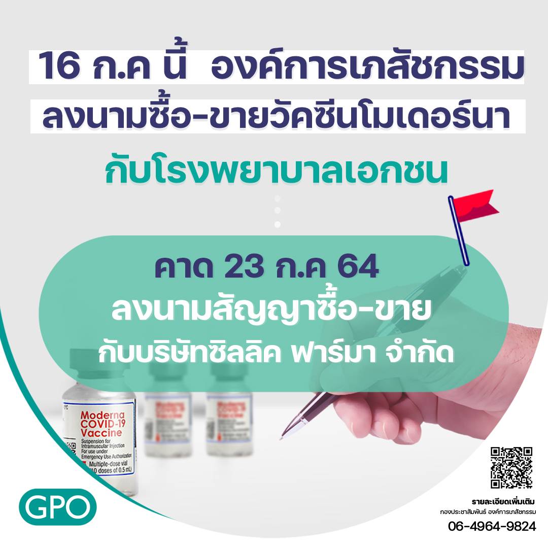 เปิดไทม์ไลน์ องค์การเภสัชกรรม ลงนามซื้อ-ขายวัคซีน 'โมเดอร์นา' เปิดไทม์ไลน์ องค์การเภสัชกรรม ลงนามซื้อ-ขายวัคซีน 'โมเดอร์นา'