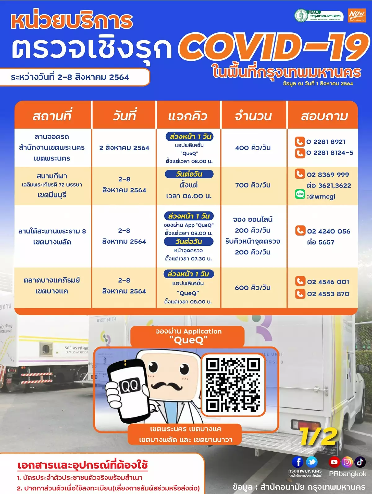 จองคิวตรวจโควิดออนไลน์ ผ่านแอปฯ QueQ 2 -8 ส.ค. นี้ จองคิวตรวจโควิดออนไลน์ ผ่านแอปฯ QueQ 2 -8 ส.ค. นี้