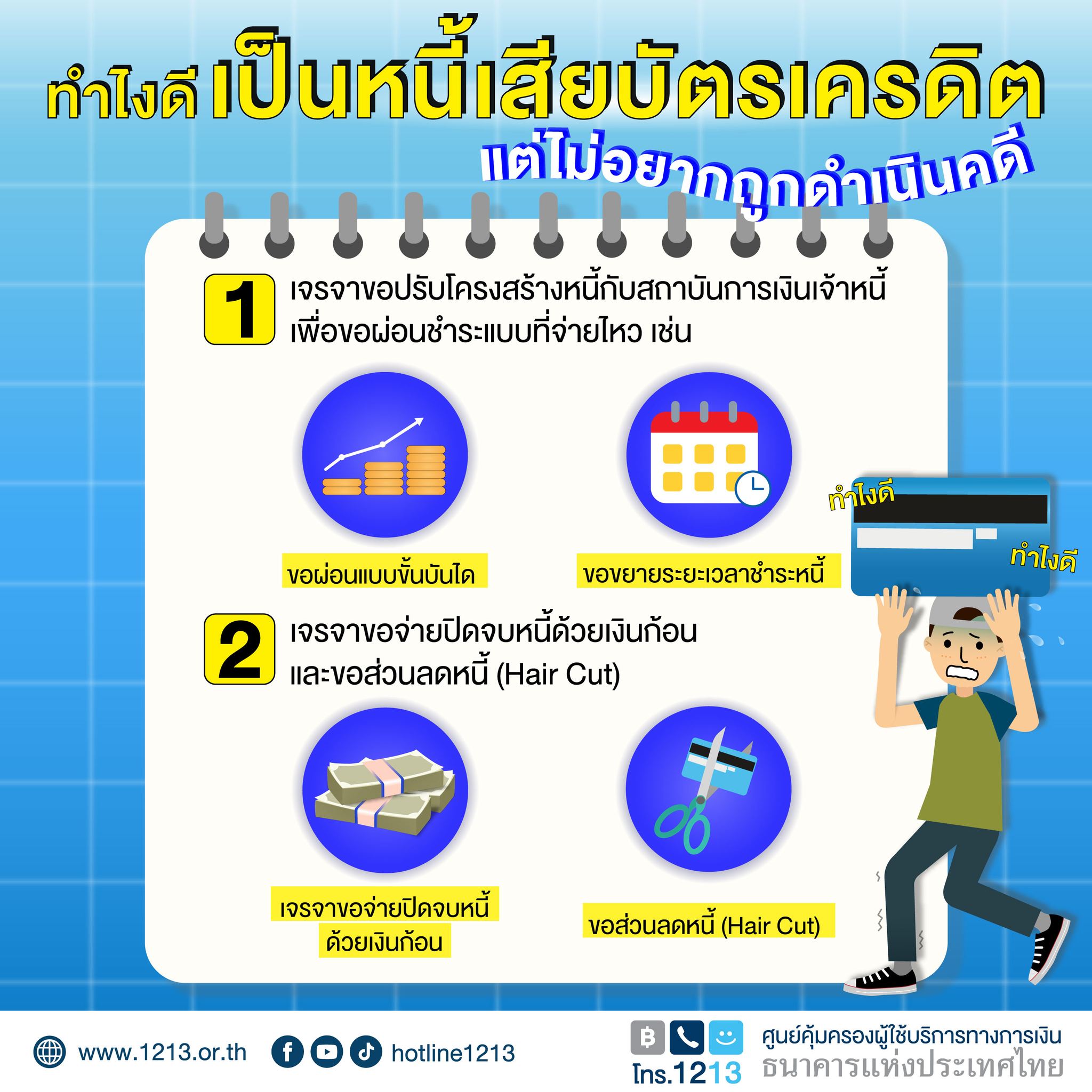 เป็นหนี้เสีย บัตรเครดิต แต่ไม่อยากถูกดำเนินคดี ควรทำอย่างไร? เป็นหนี้เสีย บัตรเครดิต แต่ไม่อยากถูกดำเนินคดี ควรทำอย่างไร?