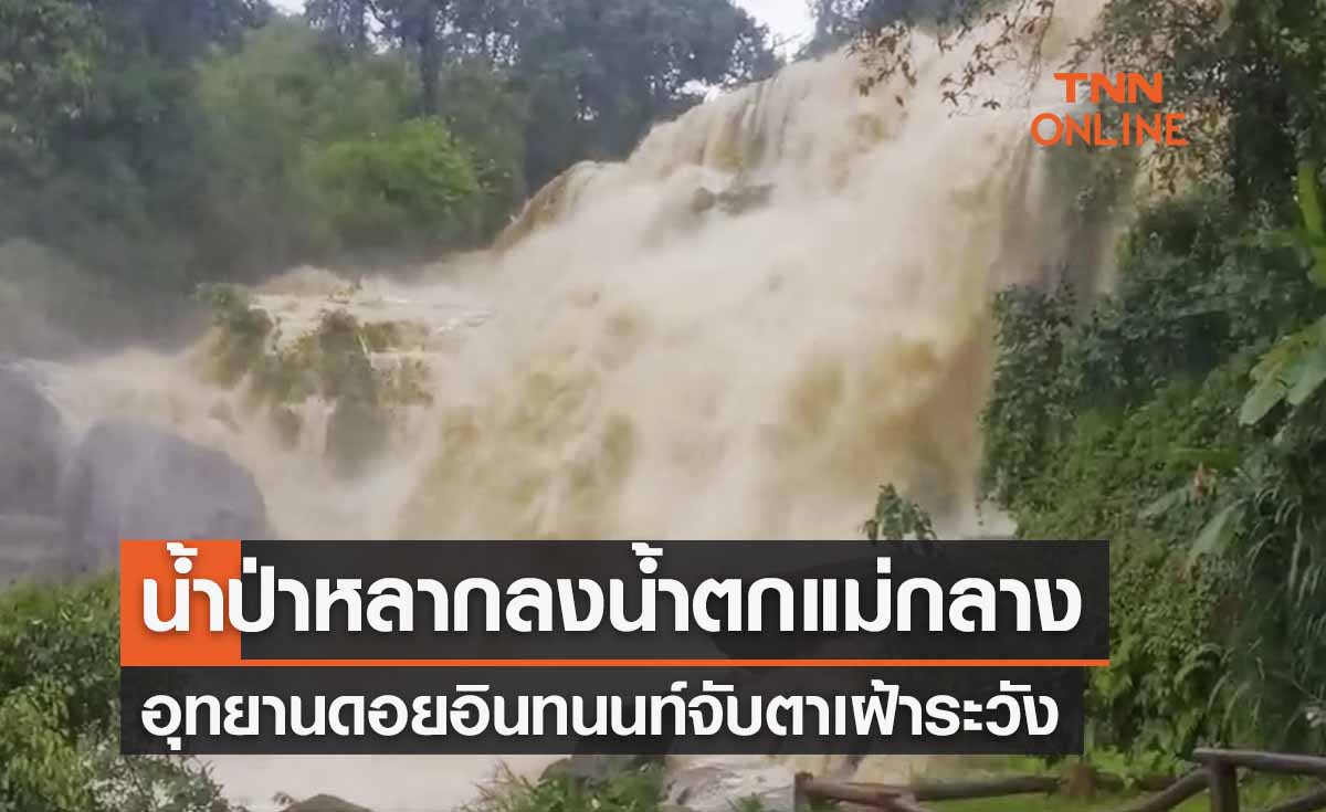 เชียงใหม่ฝนถล่มหนัก! น้ำป่าหลากลงน้ำตกแม่กลาง จนท.เฝ้าระวัง