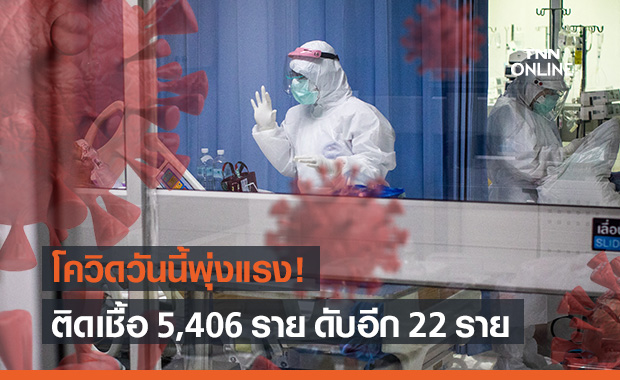 โควิด-19 วันนี้! พบผู้ติดเชื้อพุ่ง 5,406 ราย เสียชีวิตเพิ่มอีก 22 ราย