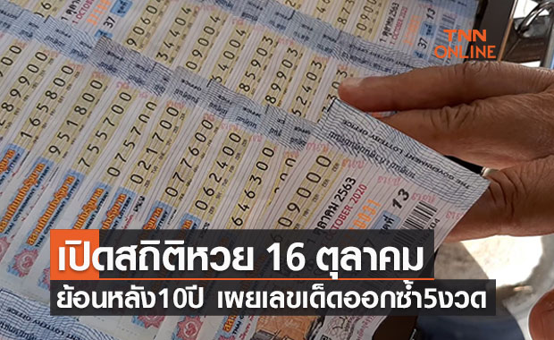 สถิติหวยงวด 16 ตุลาคม ย้อนหลัง 10 ปี เผยเลขเด็ดออกบ่อยซ้ำ 5 งวด