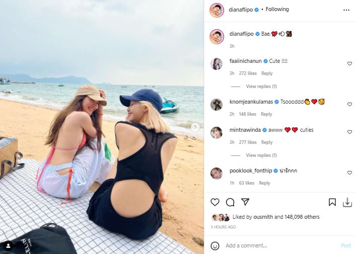 แฟนๆกดไลก์ เดียร์น่า อวดโมเมนต์น่ารัก เผยภาพคู่สุดพิเศษ ลิซ่า Blackpink 