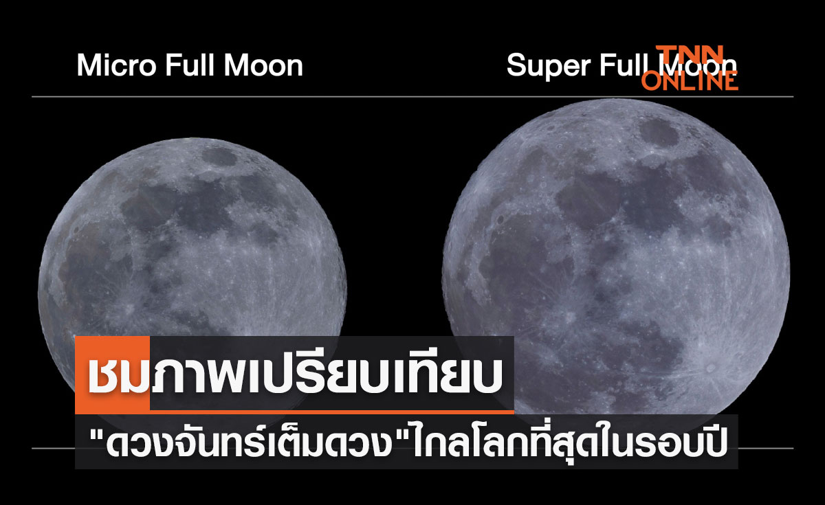 ชมภาพเปรียบเทียบ ดวงจันทร์เต็มดวง ไกลโลกที่สุดในรอบปี