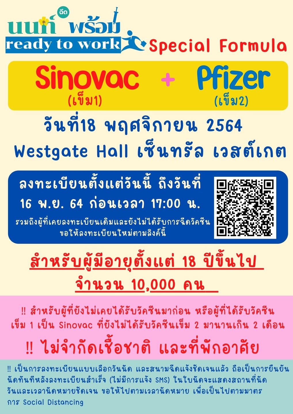 ตรวจสอบเงื่อนไขที่นี่ “นนทบุรี” เปิดลงทะเบียนฉีดวัคซีนสูตรไขว้ไฟเซอร์ เริ่ม 18 พ.ย.นี้