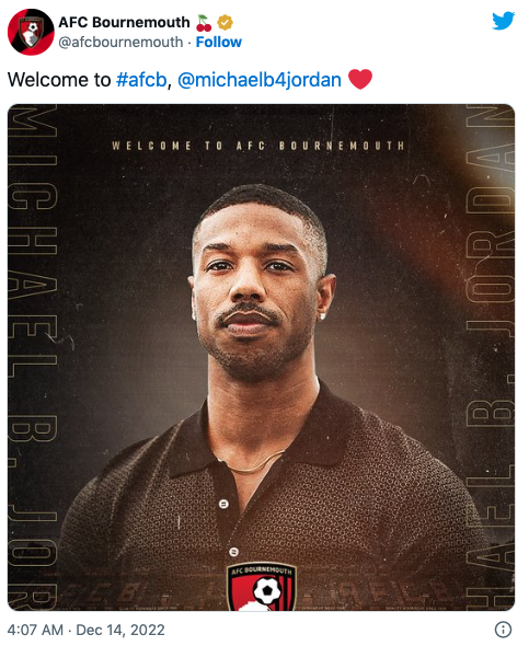 'บอร์นมัธ' ยินดีต้อนรับ!! ‘Michael B. Jordan' ร่วมเป็นเจ้าของสโมสรคนใหม่ 'บอร์นมัธ' ยินดีต้อนรับ!! ‘Michael B. Jordan' ร่วมเป็นเจ้าของสโมสรคนใหม่