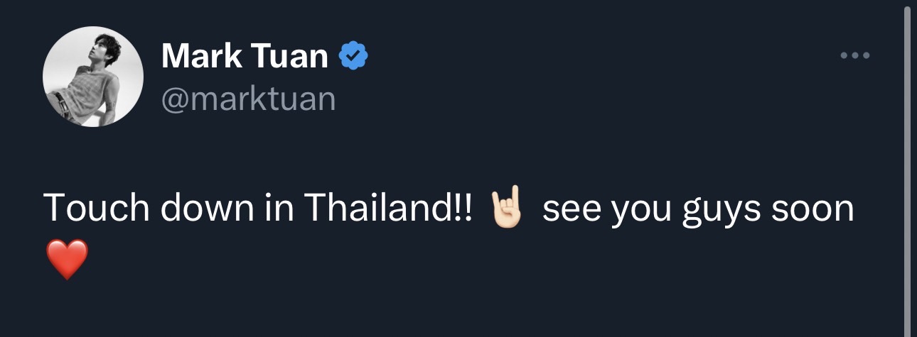 มาร์ค ต้วน ถึงไทยแล้ว!! ท่ามกลางอากาเซรอต้อนรับสุดอบอุ่น มาร์ค ต้วน ถึงไทยแล้ว!! ท่ามกลางอากาเซรอต้อนรับสุดอบอุ่น