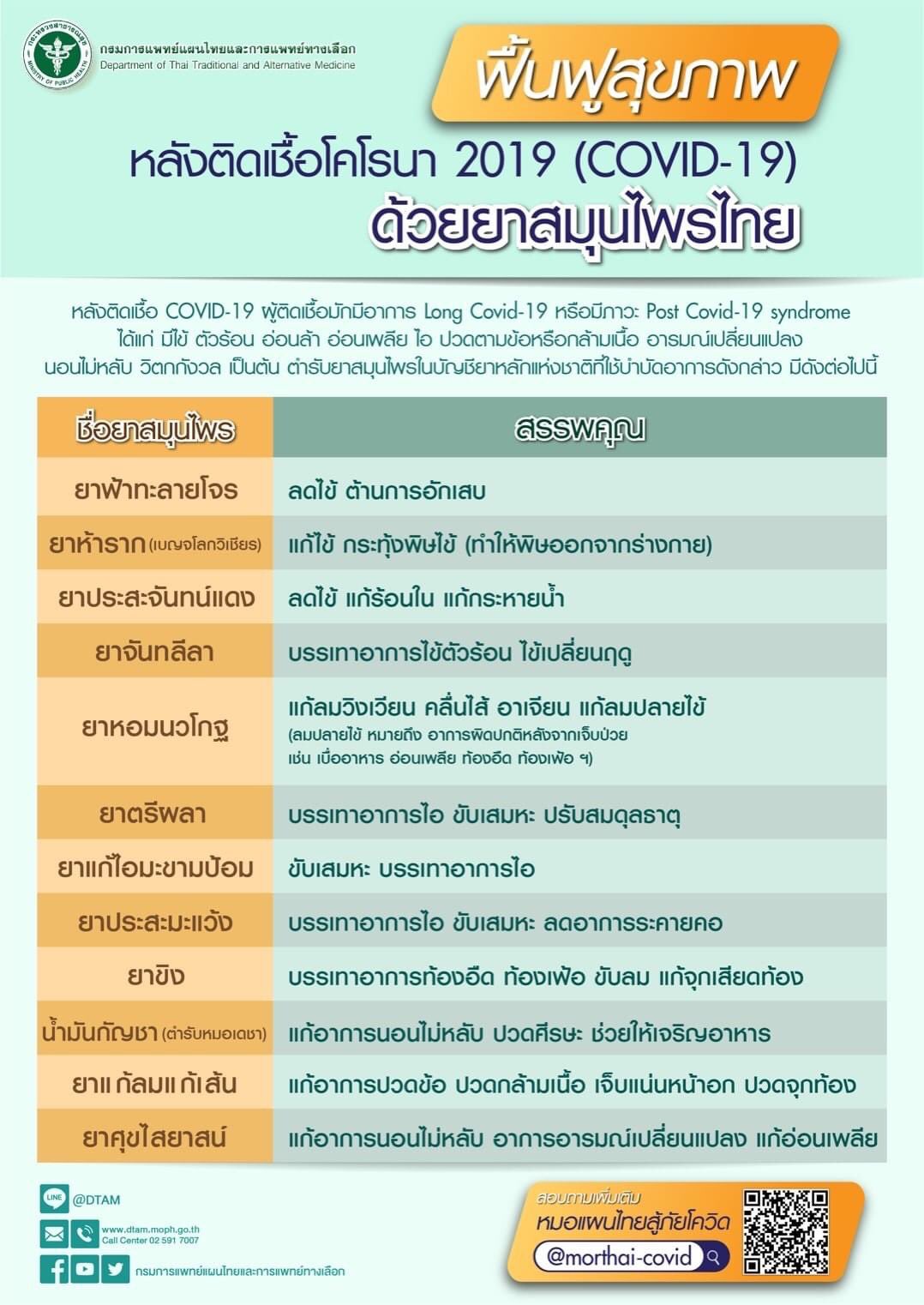 เปิดรายชื่อ 12 ยาสมุนไพรบำบัดฟื้นฟูสุขภาพหลังติดเชื้อโควิด