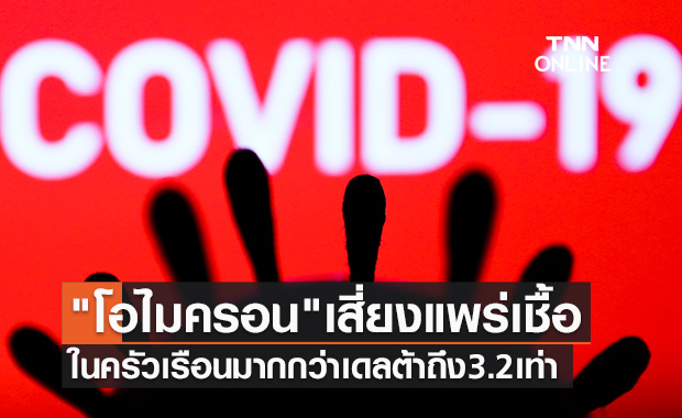 เปิดข้อมูล "โอไมครอน" มีโอกาสแพร่เชื้อในครัวเรือน มากกว่าเดลต้าถึง 3.2 เท่า