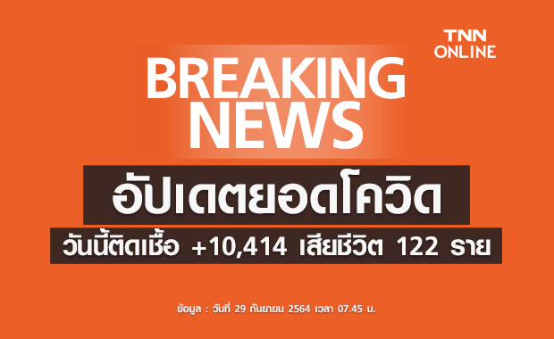 ยอดโควิดวันนี้ ไทยติดเชื้อเพิ่ม 10,414 ราย เสียชีวิตอีก 122 ราย