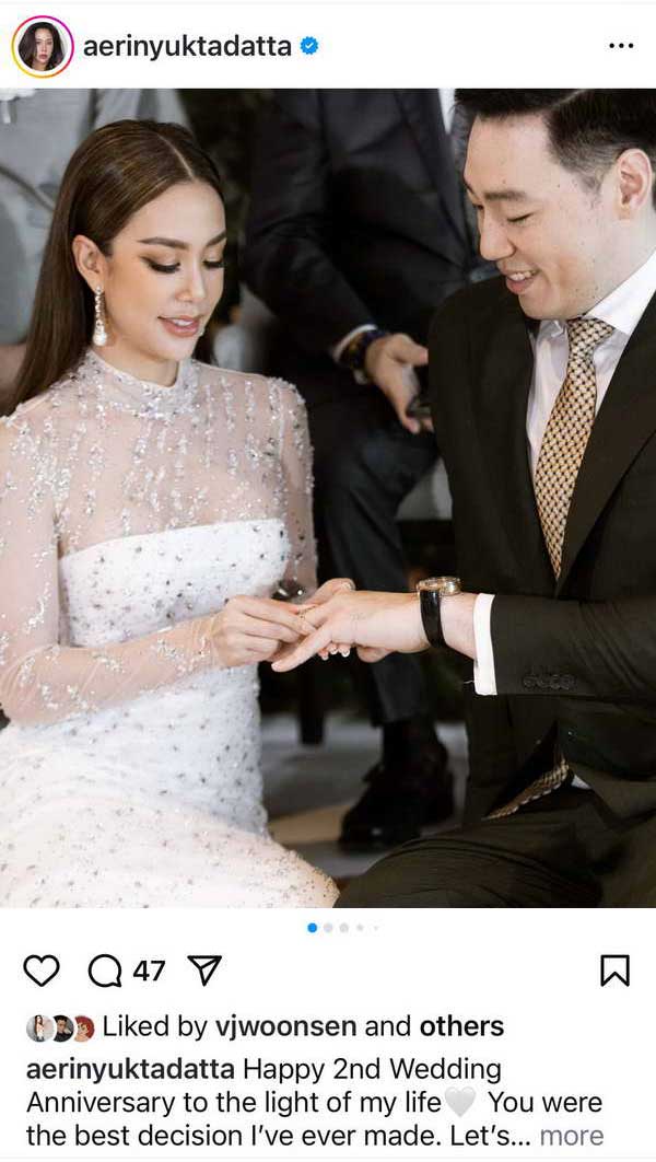 แอริน ยุกตะทัต ควงสามีดินเนอร์สวีท ฉลองครบรอบแต่งงาน2ปี สัญญาจะรักตลอดไป
