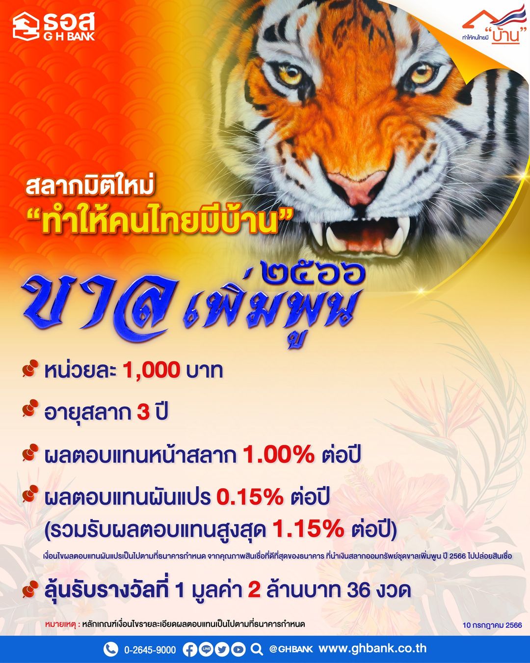 ธอส.เปิดจำหน่ายสลากออมทรัพย์ ขาลเพิ่มพูน ปี 2566 หน่วยละ 1,000 บาท