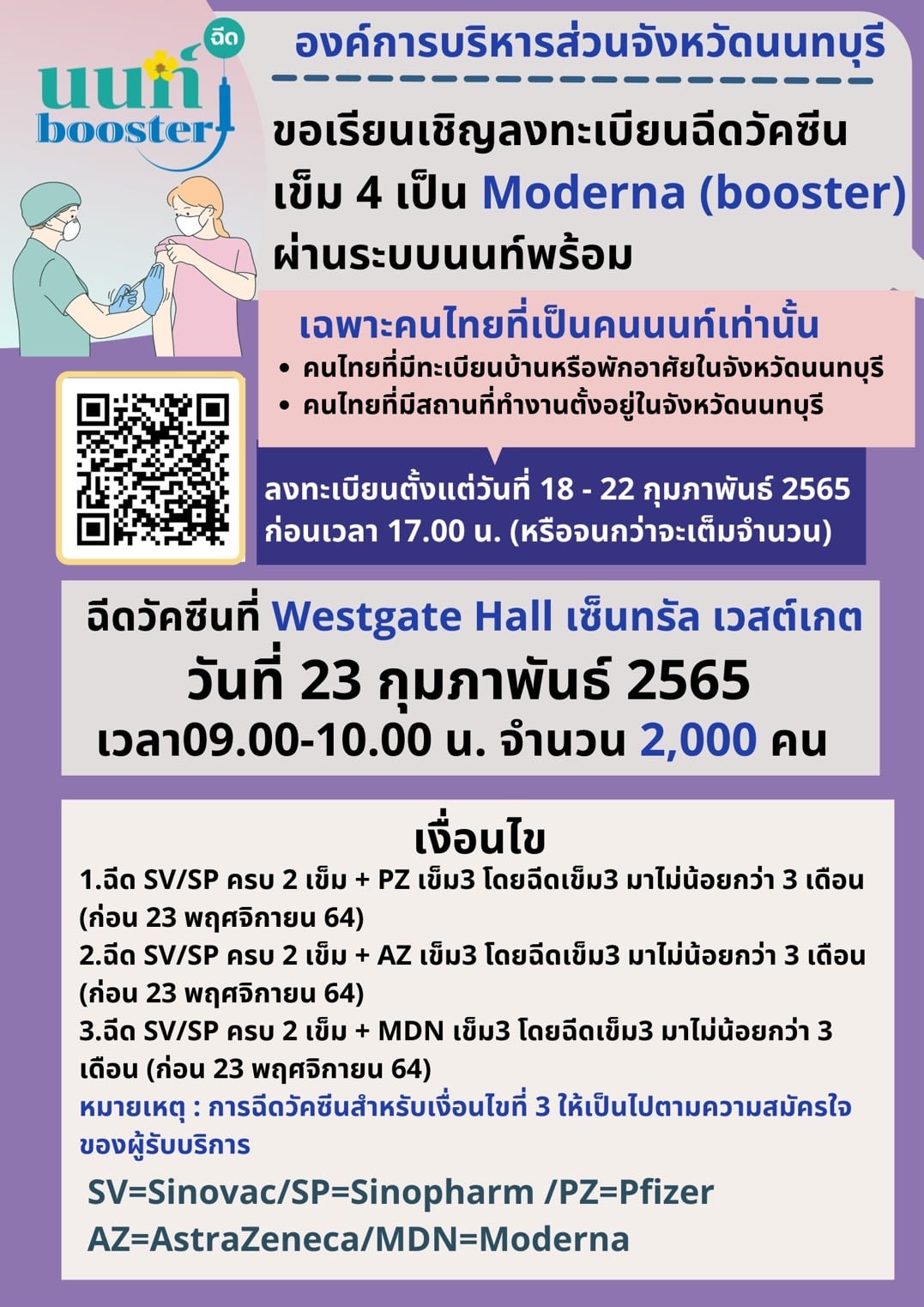 เช็กเงื่อนไขด่วน! เปิดลงทะเบียนฉีดวัคซีนโมเดอร์นา เข็ม 3 และเข็ม 4 ฟรี เช็กเงื่อนไขด่วน! เปิดลงทะเบียนฉีดวัคซีนโมเดอร์นา เข็ม 3 และเข็ม 4 ฟรี