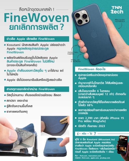 บอกลาเคสผ้า FineWoven ? ลือหนัก Apple เตรียมเลิกผลิต