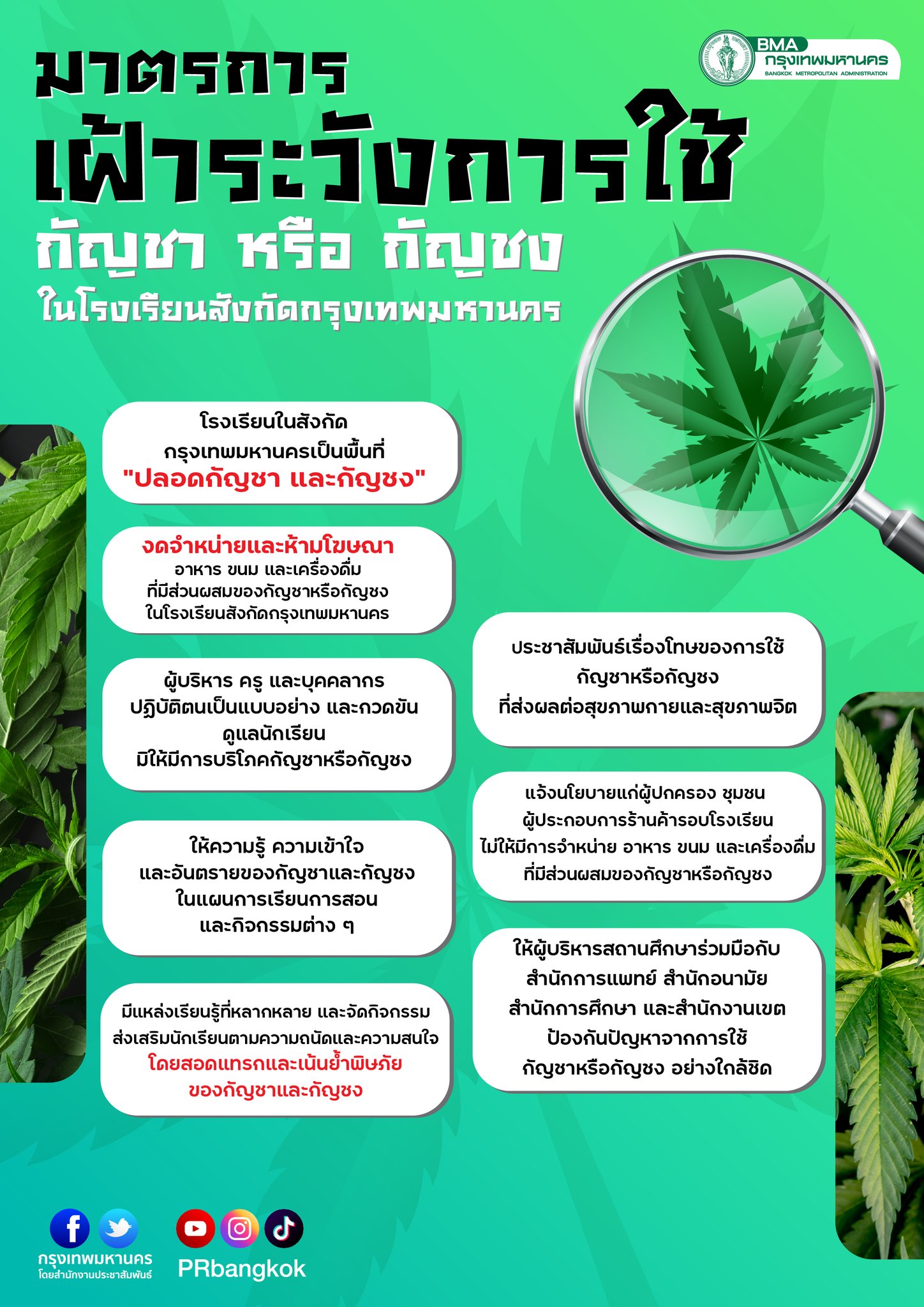 มาตรการเฝ้าระวังปัญหาใช้กัญชา-กัญชง ในโรงเรียนสังกัดกทม. มาตรการเฝ้าระวังปัญหาใช้กัญชา-กัญชง ในโรงเรียนสังกัดกทม.