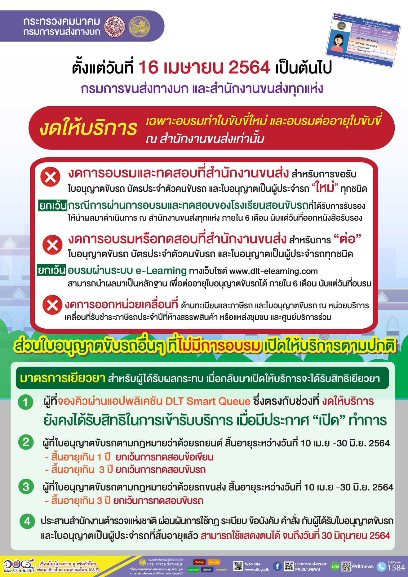 งดออกใบขับขี่ใหม่ช่วงโควิด-หมดอายุขอผ่อนผันตำรวจถึง30มิ.ย.64