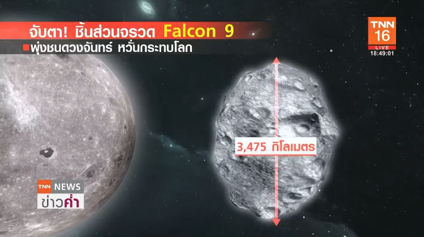 จับตา! ชิ้นส่วนจรวด Falcon 9 ของ SpaceX พุ่งชนดวงจันทร์ หวั่นกระทบโลก