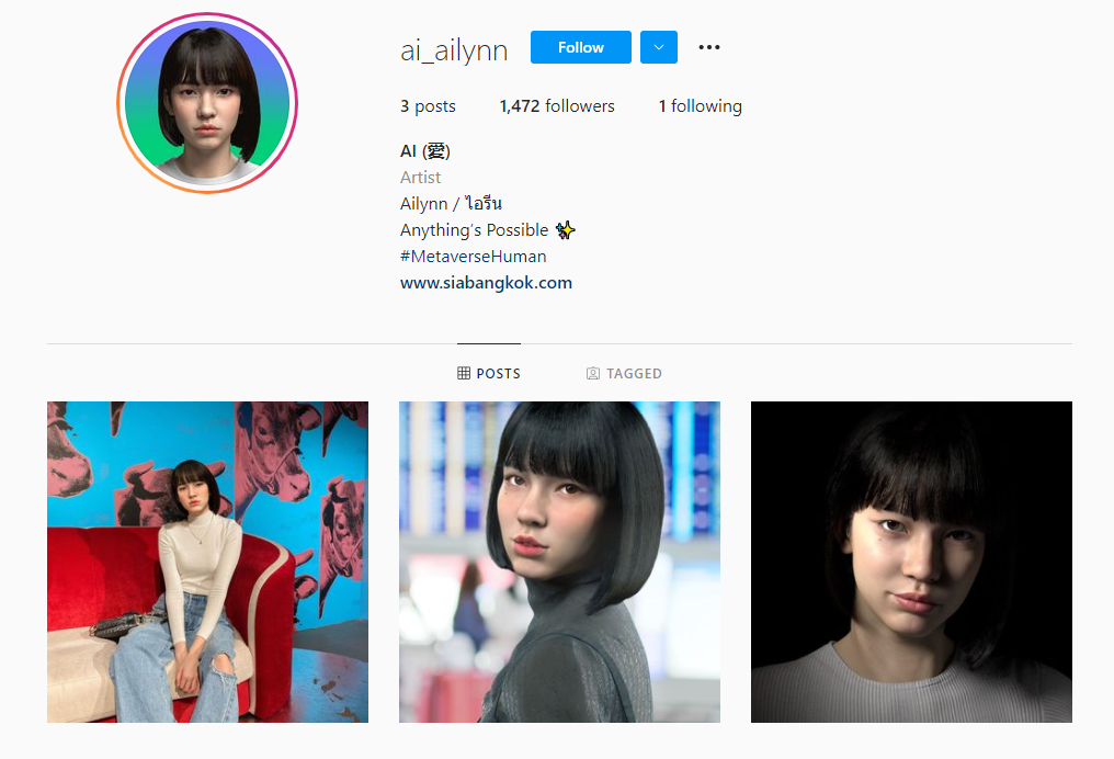 Virtual Influencer คนแรกของไทย Ai Ailynn