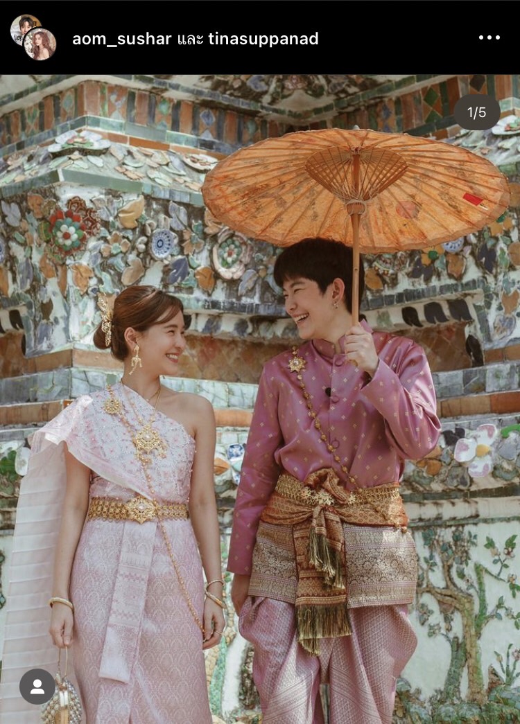 คู่จิ้นในตำนานคืนชีพ ออม สุชาร์ ควงแขน ติ๊นา ศุภนาฏ เที่ยววัด