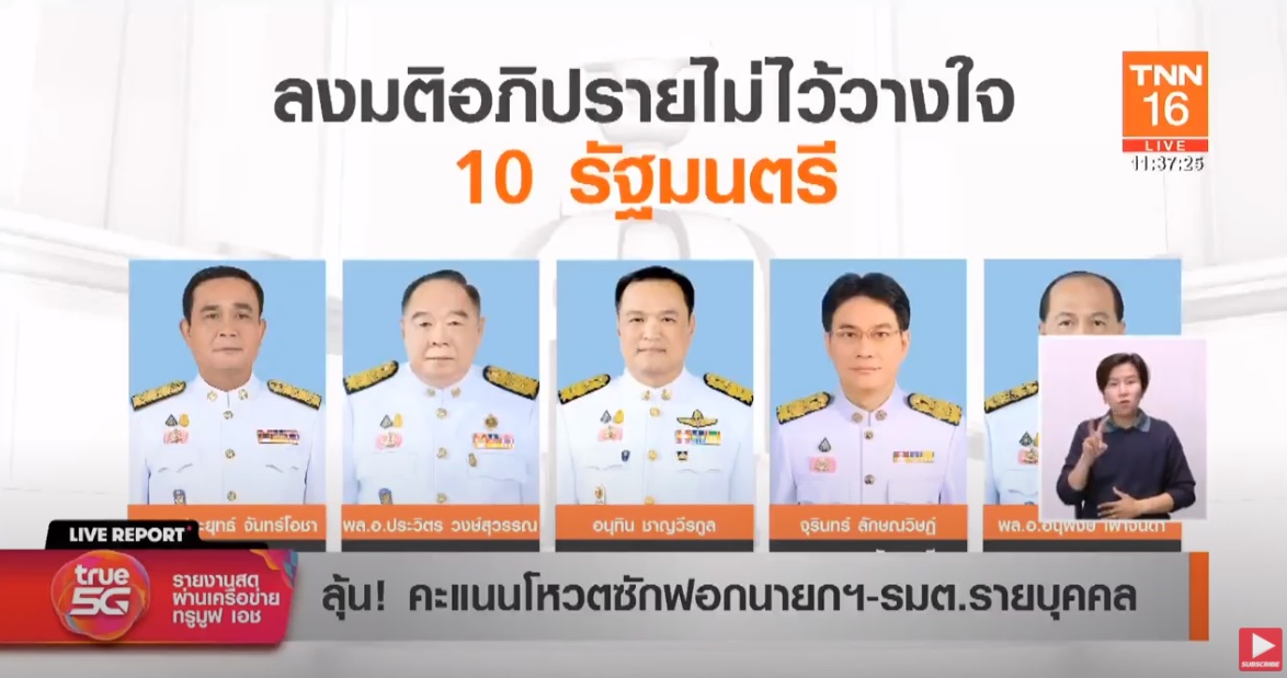 อภิปรายไม่ไว้วางใจ นายกฯนำทีม9รัฐมนตรีผ่านฉลุย ส.ส.โหวตไว้วางใจ อภิปรายไม่ไว้วางใจ นายกฯนำทีม9รัฐมนตรีผ่านฉลุย ส.ส.โหวตไว้วางใจ