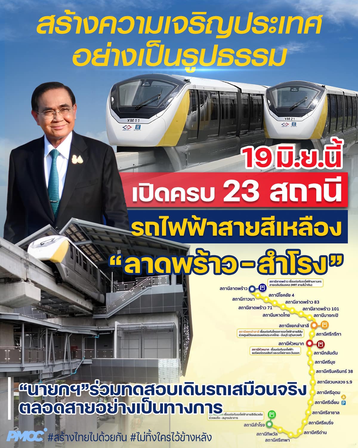 ข่าวดี รถไฟฟ้าสายสีเหลือง เปิดให้บริการครบ 23 สถานี ตั้งแต่ 19 มิถุนายน 2566 ข่าวดี รถไฟฟ้าสายสีเหลือง เปิดให้บริการครบ 23 สถานี ตั้งแต่ 19 มิถุนายน 2566