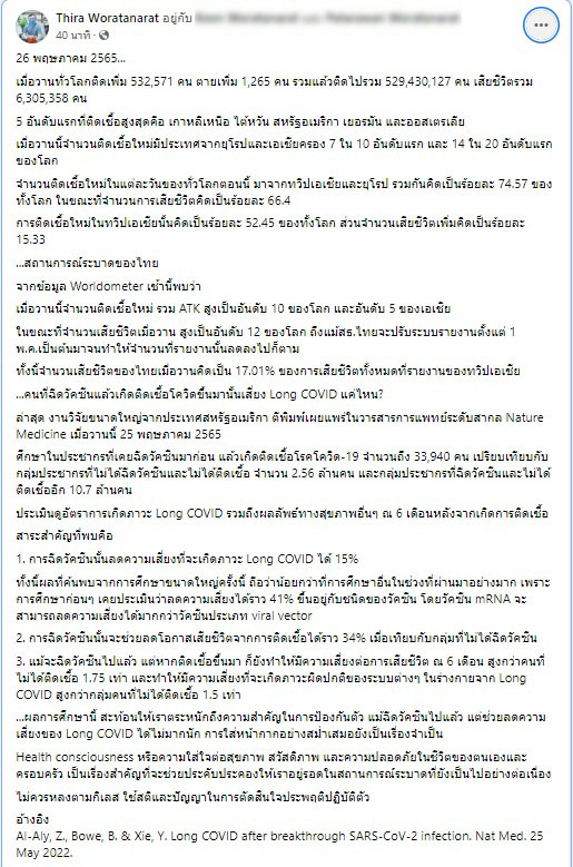 คนที่ฉีดวัคซีนแล้วติดเชื้อโควิด เสี่ยงเกิดภาวะ Long COVID แค่ไหน?